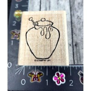 Stampin' Up! Honey Pot Jar Food Rubber Stamp Wood #A40